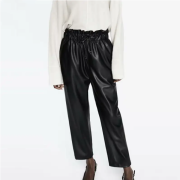 Women’s Black Faux Leather Pencil Pants Stylish Trousers