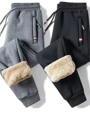 Fleece-lined cuffed long pants